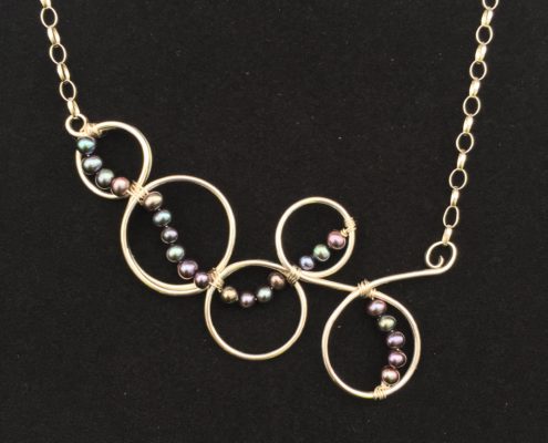 Judith Peterhoff Jewellery - Bespoke handmade Birthday Necklace in Silver and black pearls
