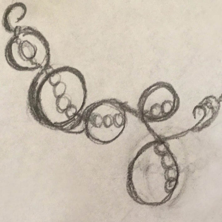 Drawing for personalised jewellery A pencil drawing for personalised necklace