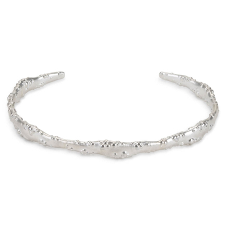 Orno Oval Open Cuff Bangle in Sterling Silver