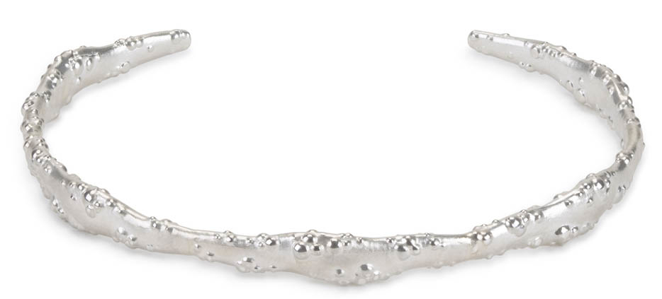Orno Oval Open Cuff Bangle in Sterling Silver