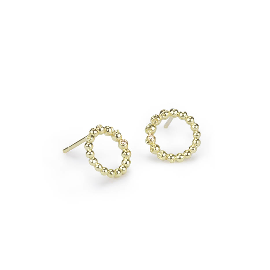 Vitium Circle Stud Earrings in 18ct Yellow Gold