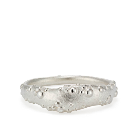 Orno wide undulated silver stacking ring