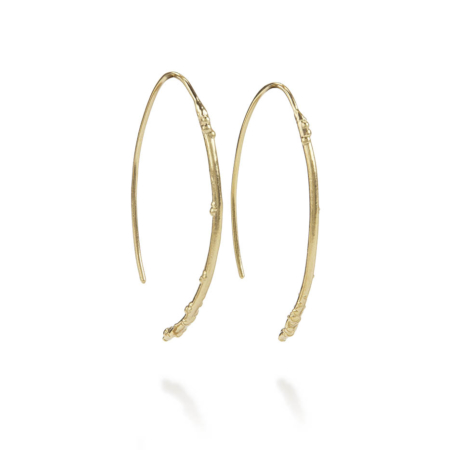 Gold Earring Hooks with textured surface. Delicate jewellery for the ears