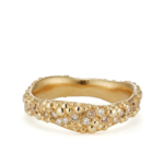 Orno textured undulated wide diamond wedding band