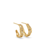 Orno Small Gold Hoop Earring Huggies with champagne and white diamonds