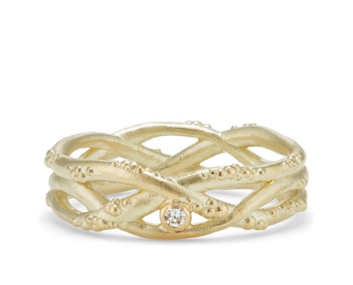 Bespoke heirloom remodel Vieo Trias Ring with one diamond