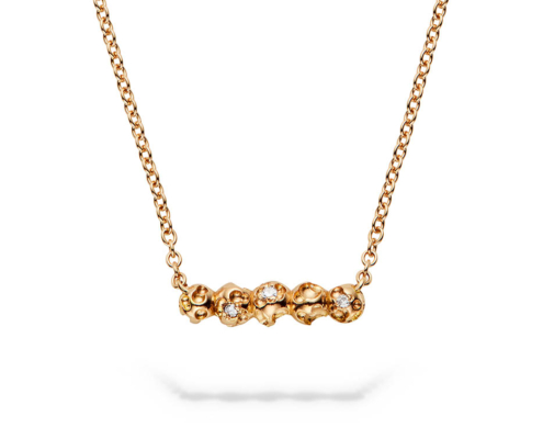 Vitium Beaded Bar Necklace with diamonds in 18ct rose gold