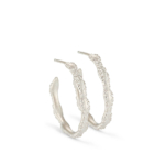 Delicate scalloped edge hoop earrings in sterling silver.