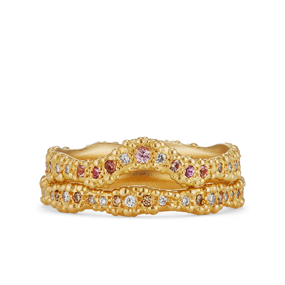 Diamond eternity ring wedding bands in rich warm 18ct yellow gold