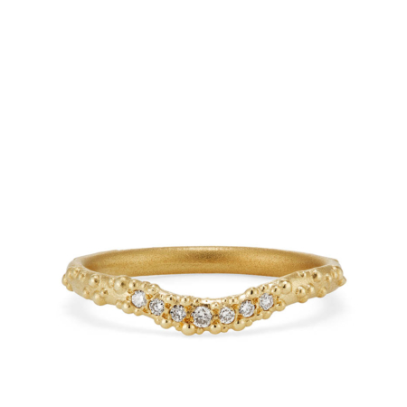 Orno wishbone contour band with 7 diamonds - for 7x5 oval engagement ring