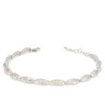 Orno oval pebble bracelet in textured sterling silver