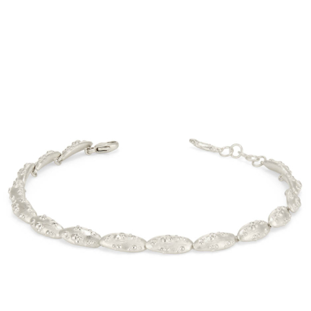 Orno oval pebble bracelet in textured sterling silver