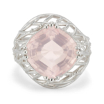 Vieo braided lattice ring with rose quartz