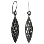 Vieo woven spiral drop earrings in oxidised sterling silver with moonstones